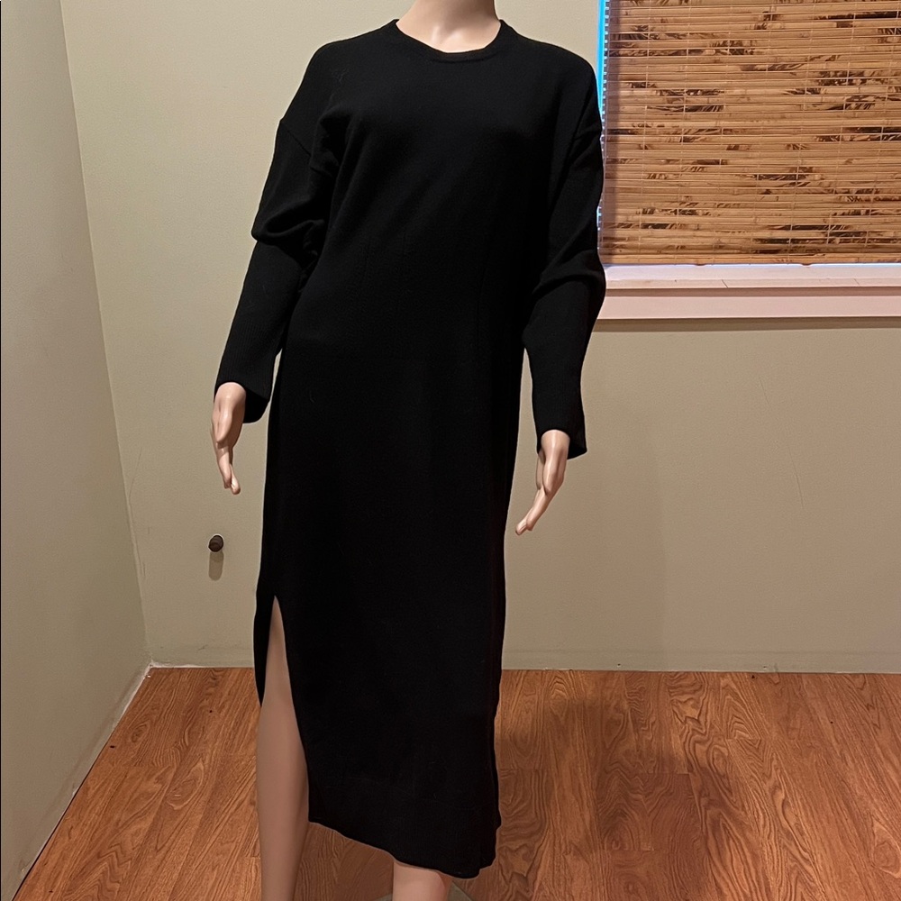 Cashmere And Wool Elegant Black Long Sleeve Dress M